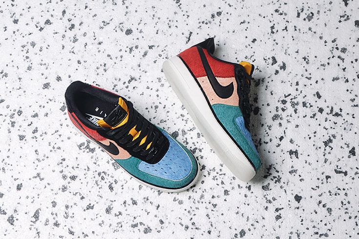 Nike Air Force 1 Low Pony Hair Pack Rainbow Black Dark Cayenne Rio Teal White midsole END.
