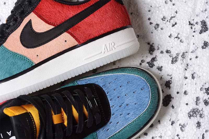 Nike Air Force 1 Low Pony Hair Pack Rainbow Black Dark Cayenne Rio Teal White midsole END.
