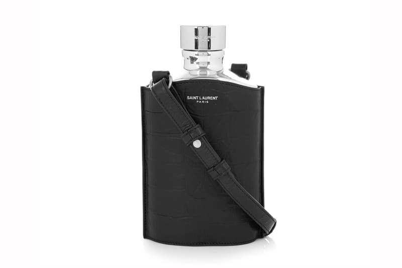 Saint Laurent Crocodile Hip Flask Style Drinking Whiskey Vodka Accessories Leather