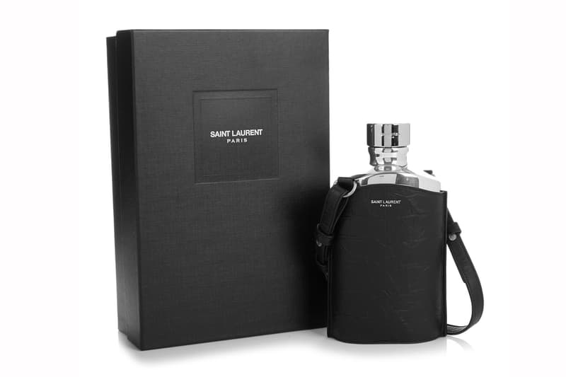 Saint Laurent Crocodile Hip Flask Style Drinking Whiskey Vodka Accessories Leather