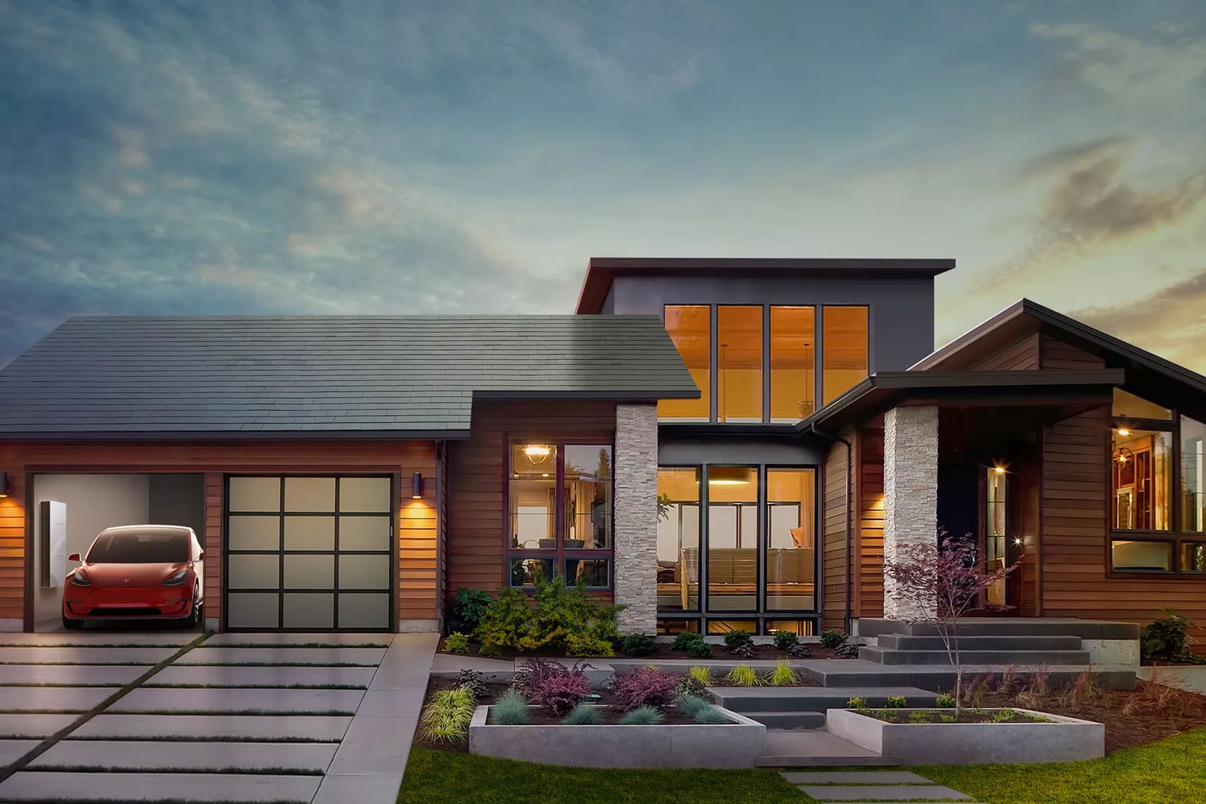 Tesla Powerwall Solar Panels home tile roof