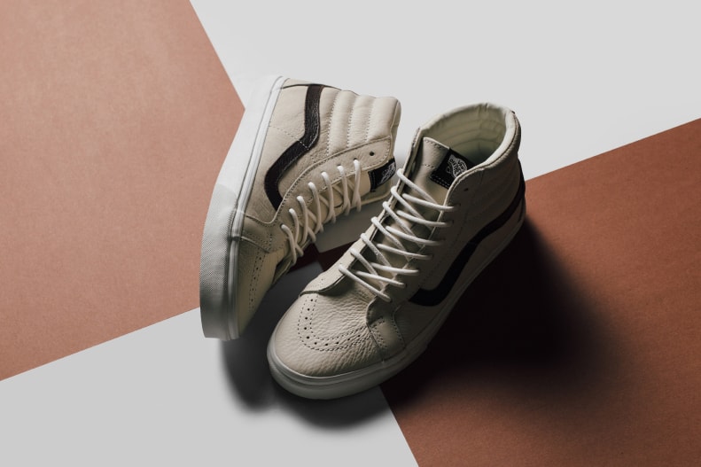 Vans Blanc De Blanc Leather Collection Shoes Skateboarding Sk8-Hi Authentic Feature
