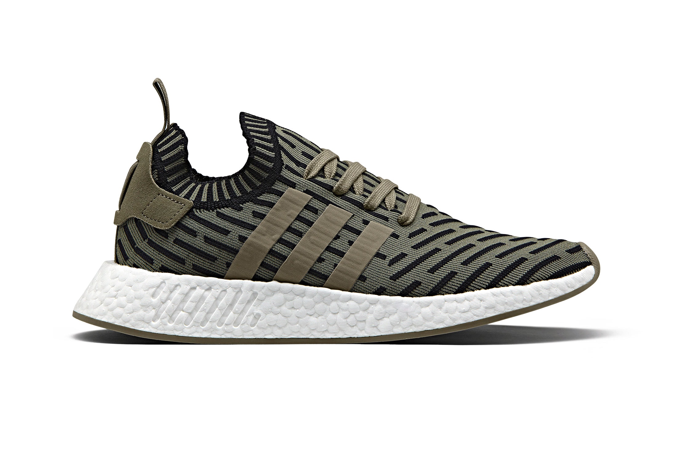 adidas Originals NMD_R2 Olive green white boost sole