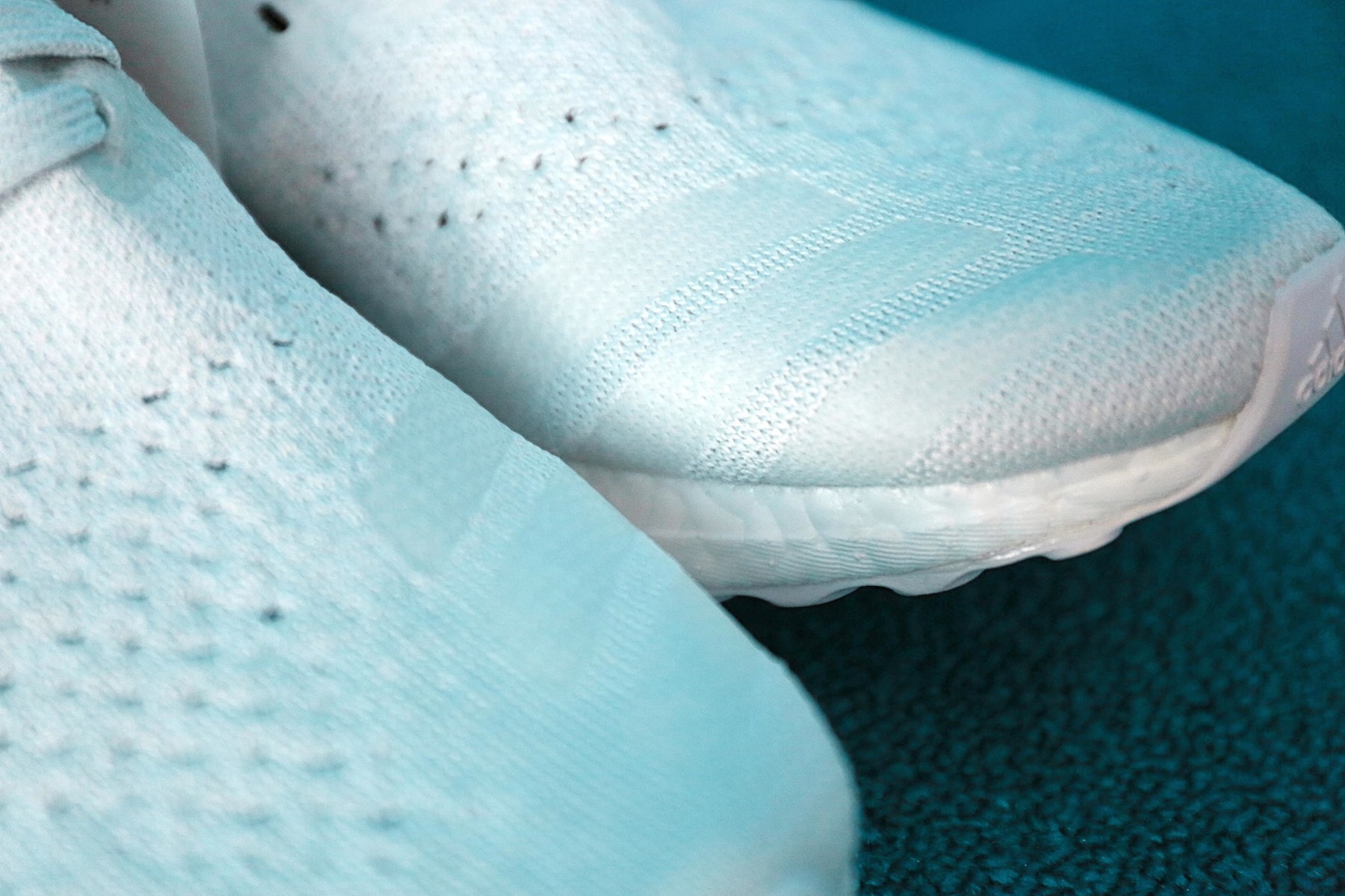 adidas x Parley Ocean UltraBOOST Uncaged A Closer Look Three Stripes Sneakers White BOOST midsole Teal World Ocean's Day