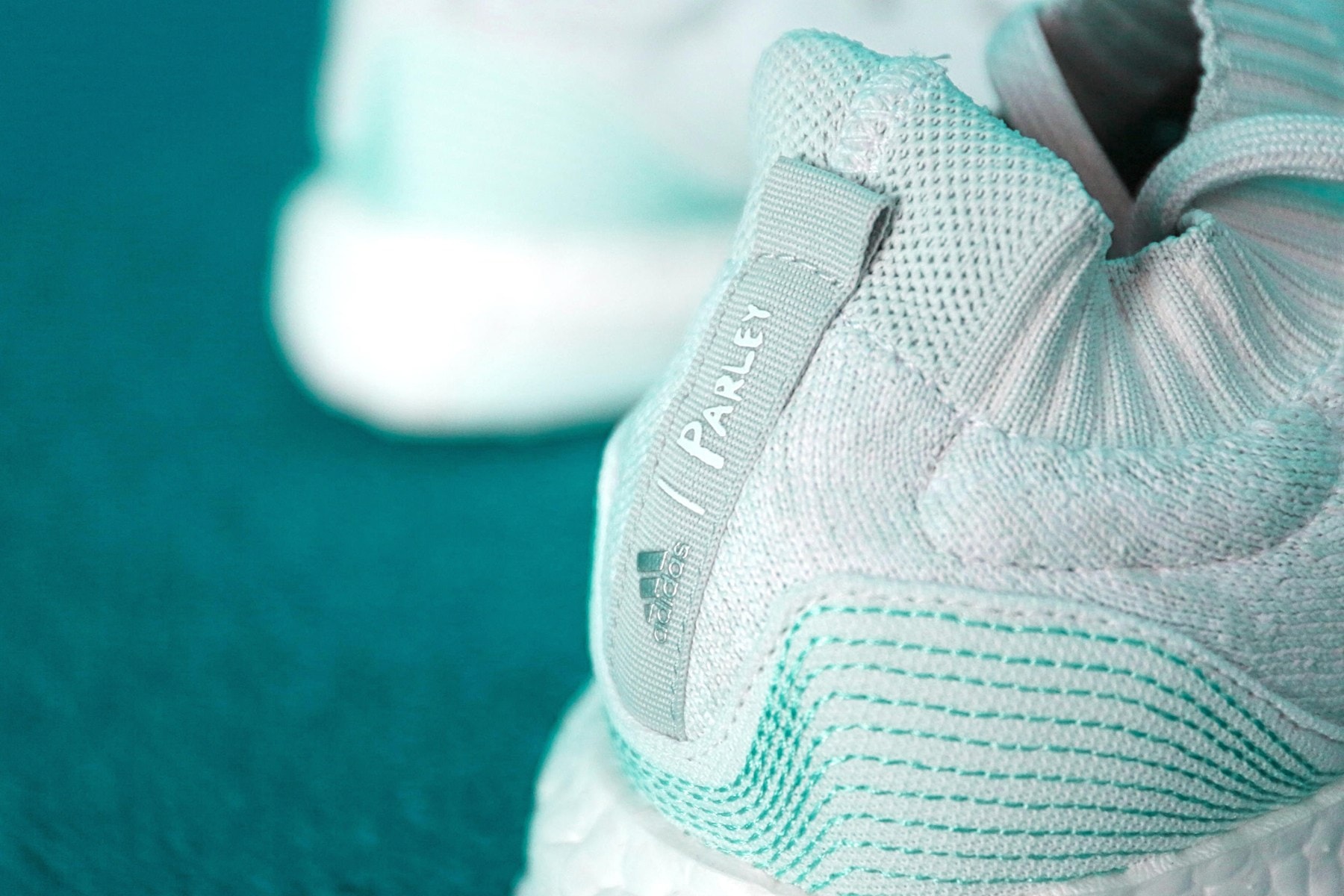 adidas x Parley Ocean UltraBOOST Uncaged A Closer Look Three Stripes Sneakers White BOOST midsole Teal World Ocean's Day