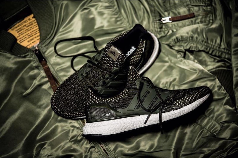 An adidas UltraBOOST 3.0 Military-inspired Colorway Emerges sneakerprophet MA-1 jacket black army green reflective Primeknit