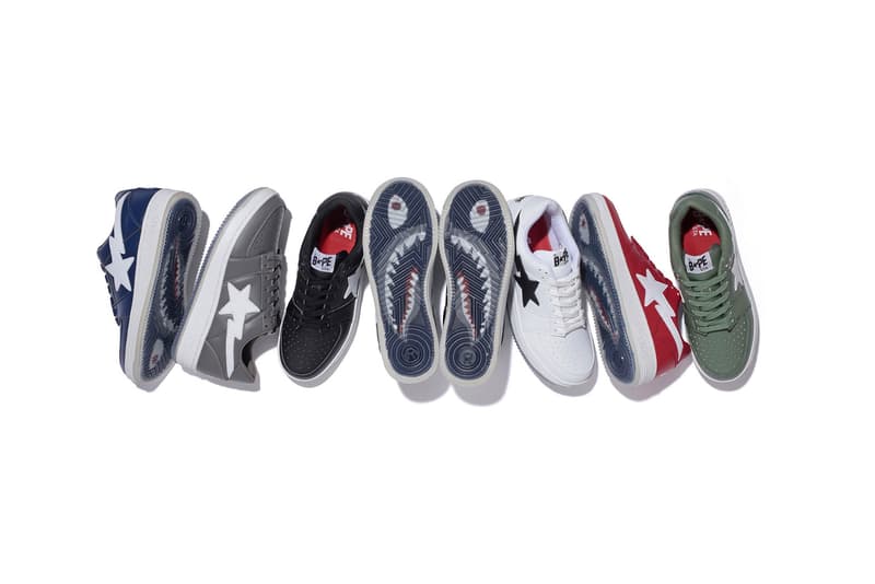 BAPE BAPESTA Low Shark Navy Grey Black White Red Olive