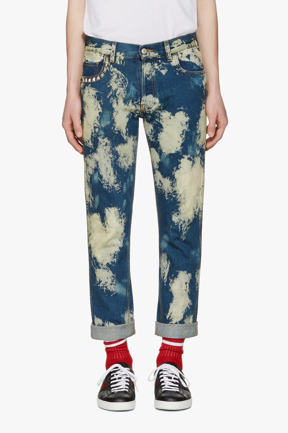 Bleached Punk-Inspired Denim Jeans 