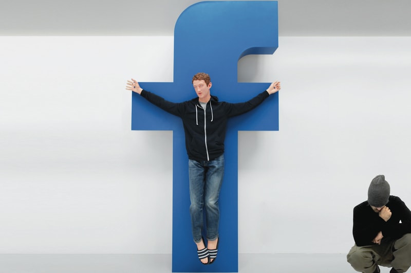 Blue Jesus Mark Zuckerberg Facebook f Sculpture Kanye West Kiss Joachim Bosse