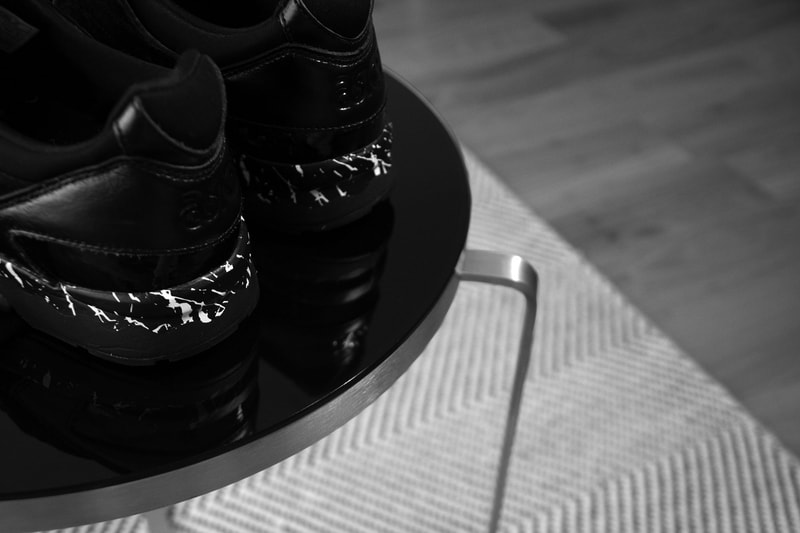 monkey time x ASICS GEL-Lyte V Dress Up black patent leather nubuck marble