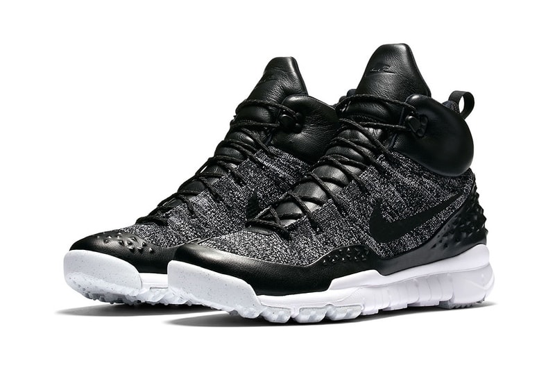 Nike Lupinek Flyknit Oreo Black and White Shoes Sneakers Black Leather White Midsole Traction