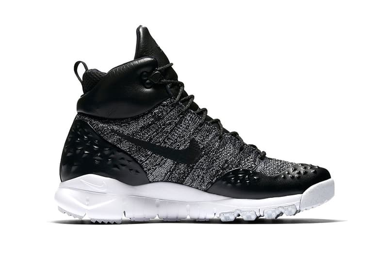 Nike Lupinek Flyknit Oreo Black and White Shoes Sneakers Black Leather White Midsole Traction