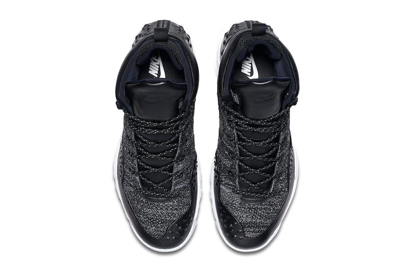 Nike Lupinek Flyknit Oreo Black and White Shoes Sneakers Black Leather White Midsole Traction