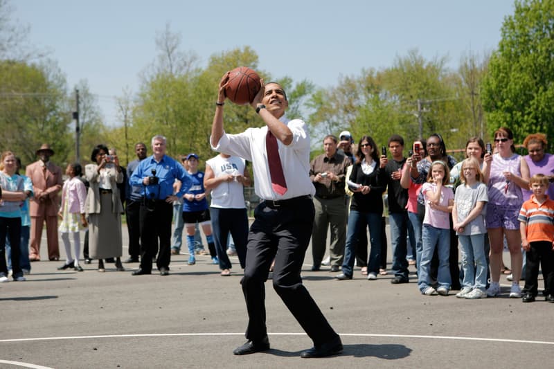 President Barack Obama's Most Stylish Moments POTUS Barry Michelle Obama FLOTUS Suits Normcore Dad Jeans Tan Suits Sunglasses athleisure