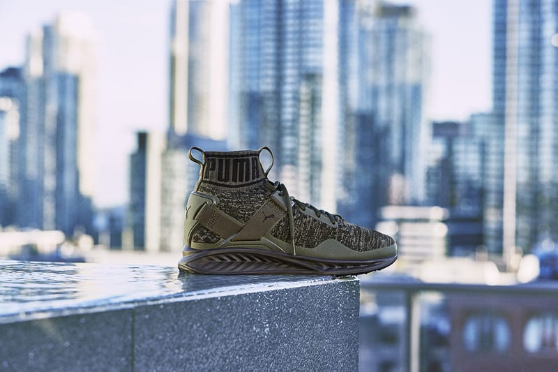 puma ignite evoknit olive green