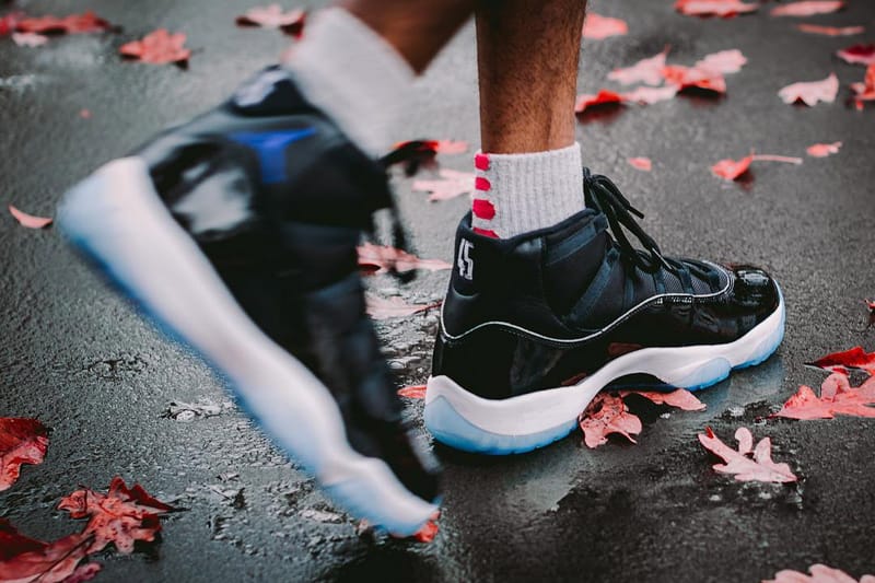 jordan 11 space jam on feet