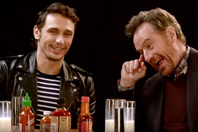 James Franco and Bryan Cranston Talk Facial Hair and Pre-Fame Life While Eating Hot Wings