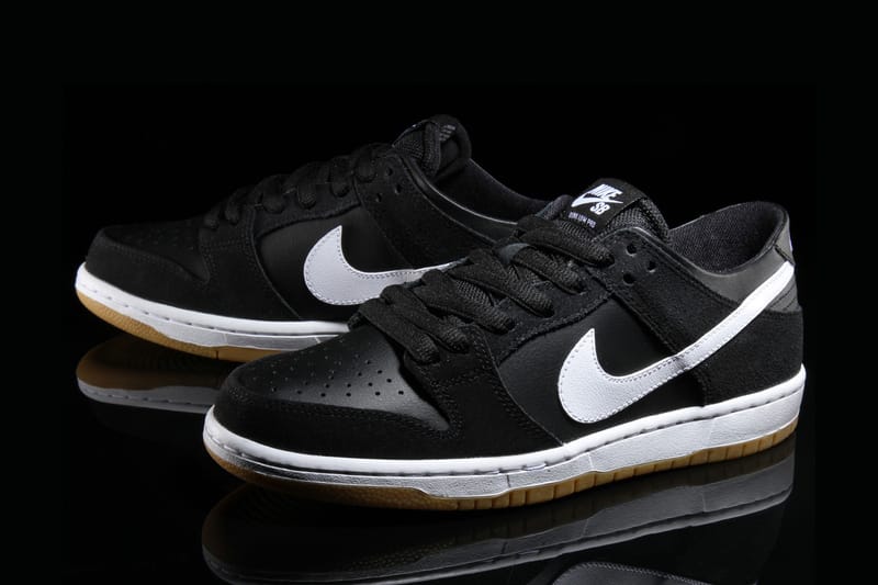 nike sb dunk low pro black white gum