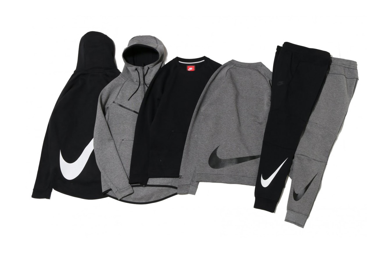 Nike Tech Fleece Big Swoosh Check Black Grey