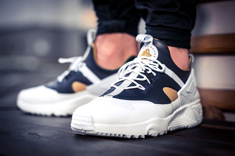 Nike Air Huarache Utility Premium White Midnight Navy Metallic Gold