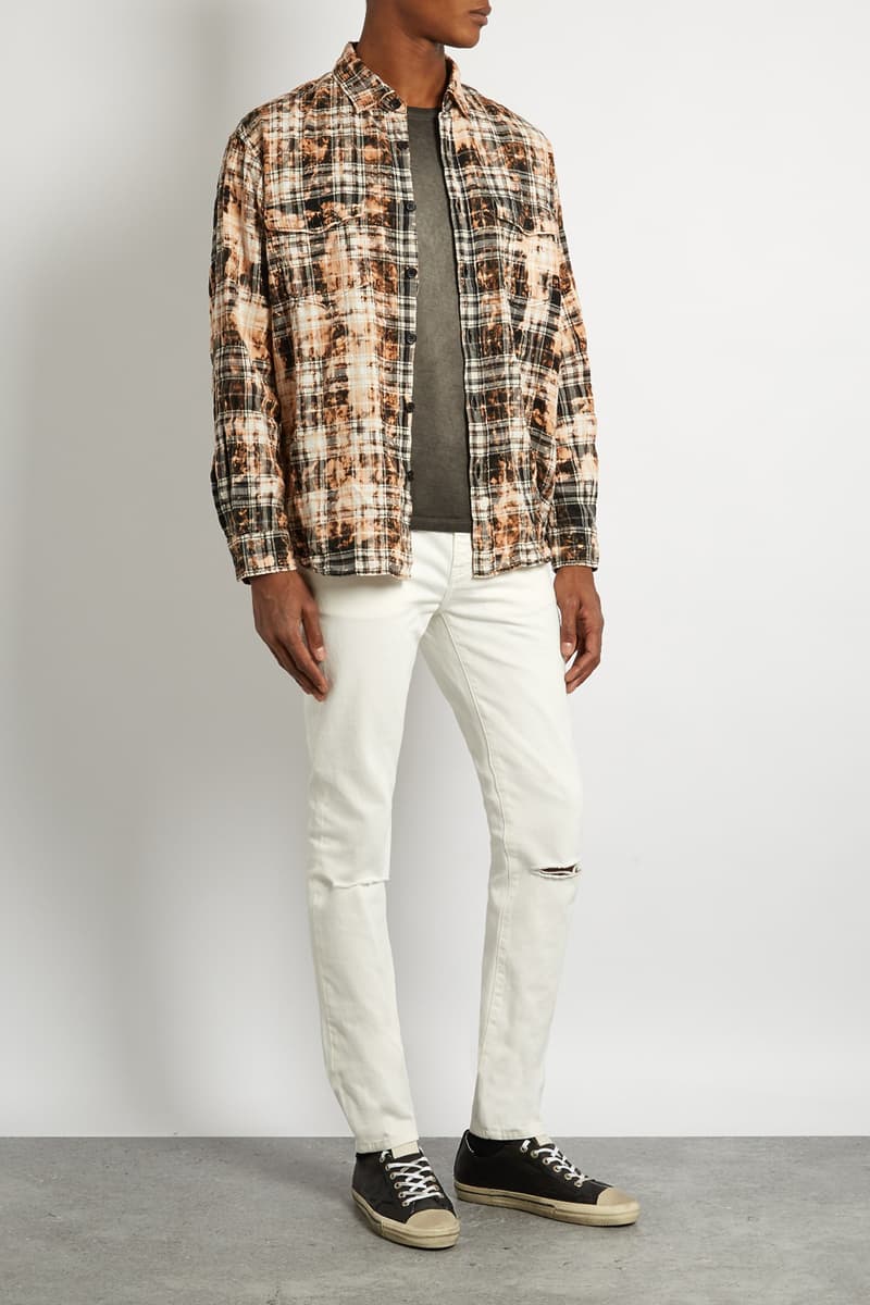 Saint Laurent Bleached Checked Flannel Shirt