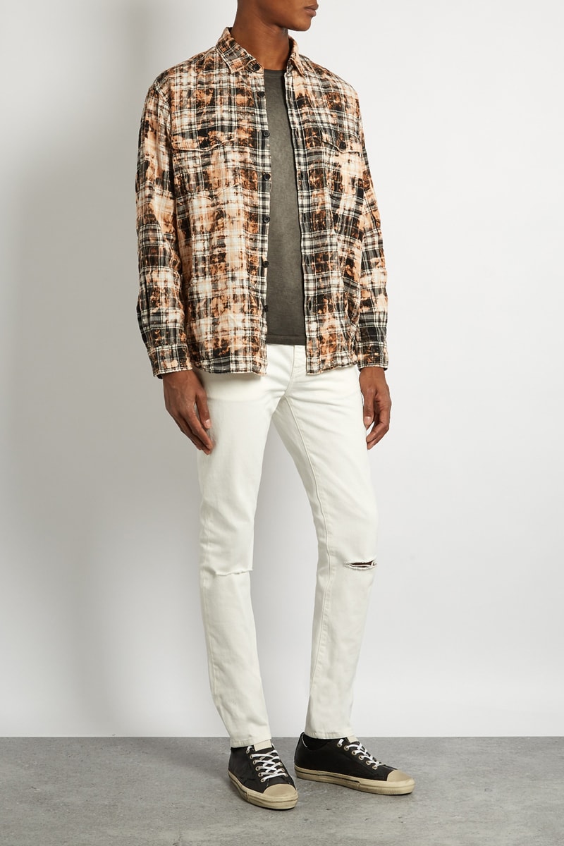 Saint Laurent Bleached Checked Flannel Shirt