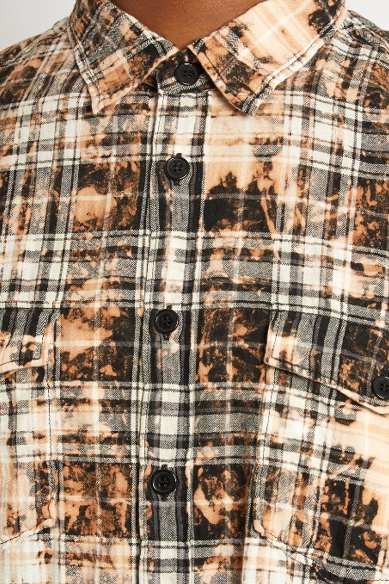 Saint Laurent Bleached Checked Flannel Shirt