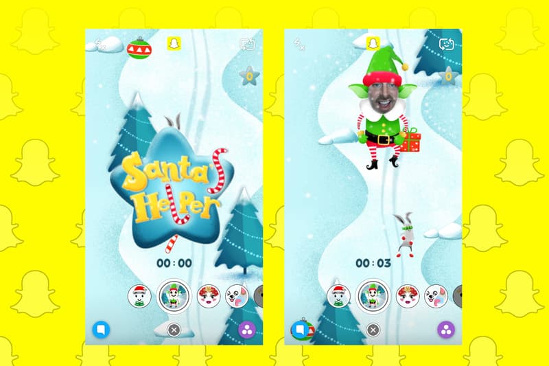 Snapchat sponsored selfie lenses filter santa's helper games