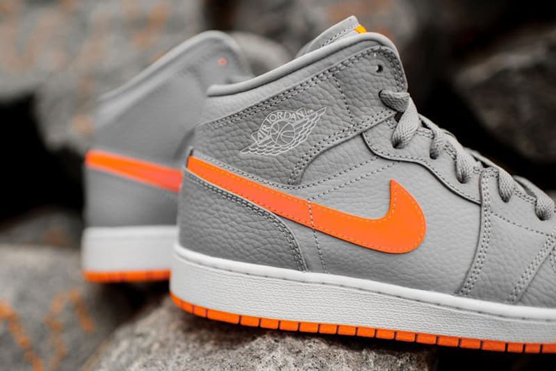 #hypebeastkids BG Air Jordan 1 Mid Bright Citrus Sneaker Boys basketball shoe