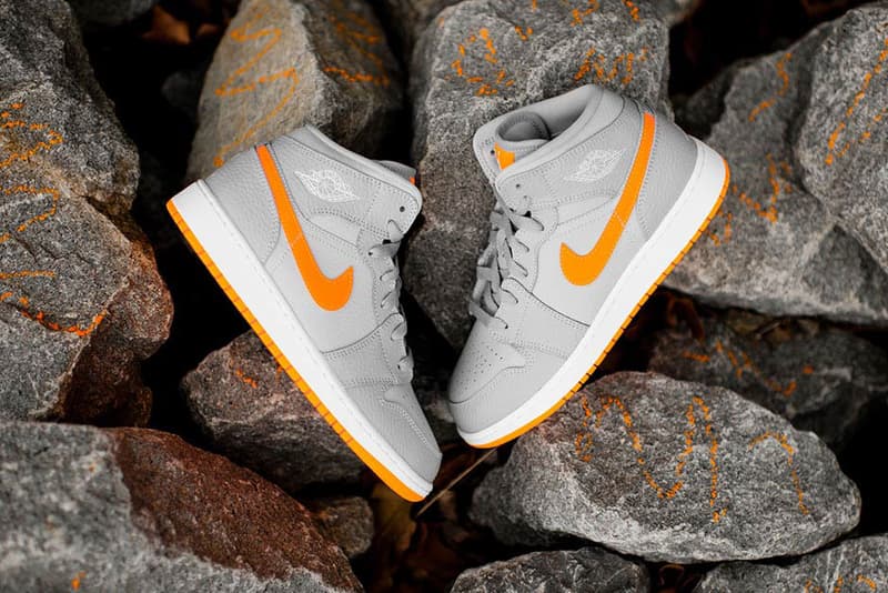 #hypebeastkids BG Air Jordan 1 Mid Bright Citrus Sneaker Boys basketball shoe