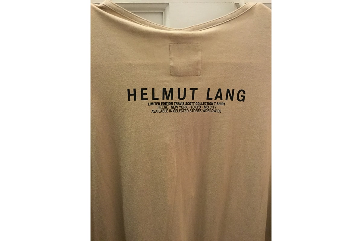 First Look Travis Scott Helmut Lang Collaboration T-Shirt Sneaker