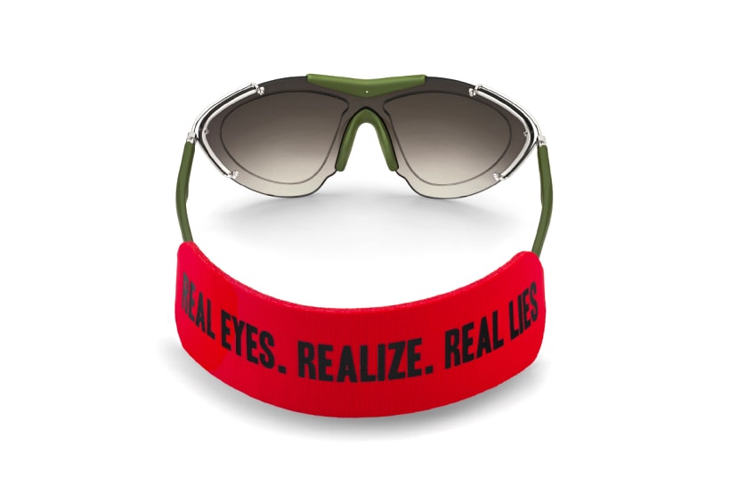 Givenchy Men's Spring/Summer 2017 visor sunglasses "REAL EYES. REALIZE. REAL LIES."