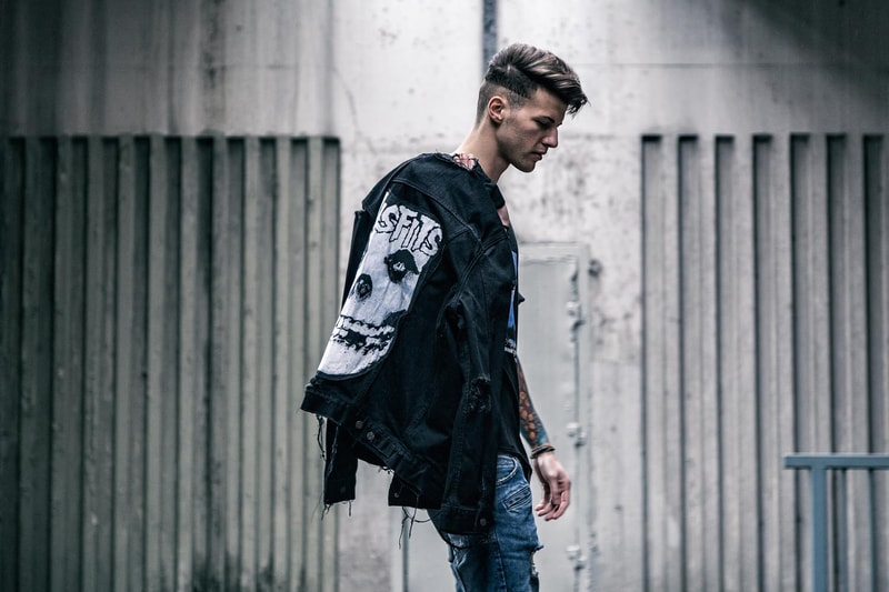 Luke Vicious 2017 Spring Summer Collection Hand Painted Bomber Jean Jacket T-Shirt