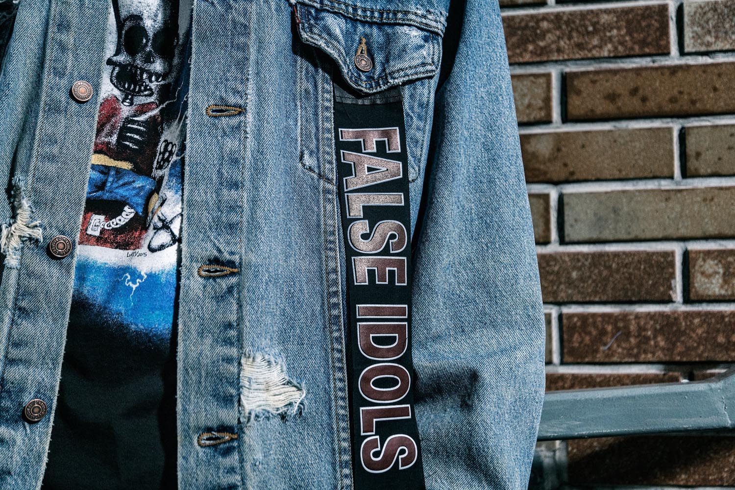 Luke Vicious 2017 Spring Summer Collection Hand Painted Bomber Jean Jacket T-Shirt