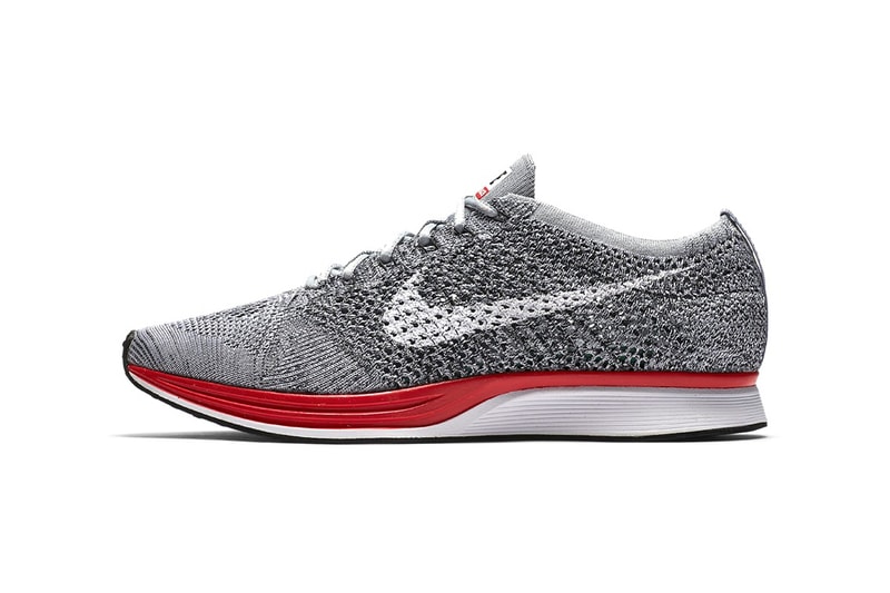 Nike Flyknit Racer Wolf Grey Red