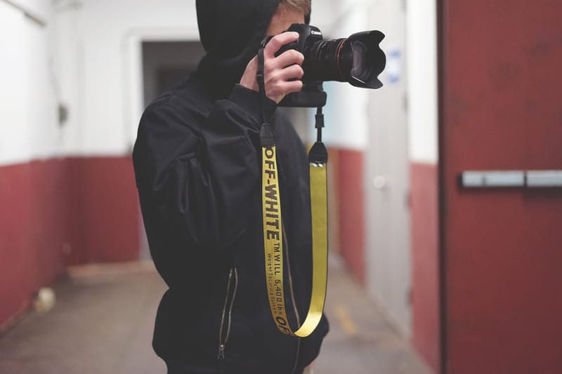 off white industrial camera strap