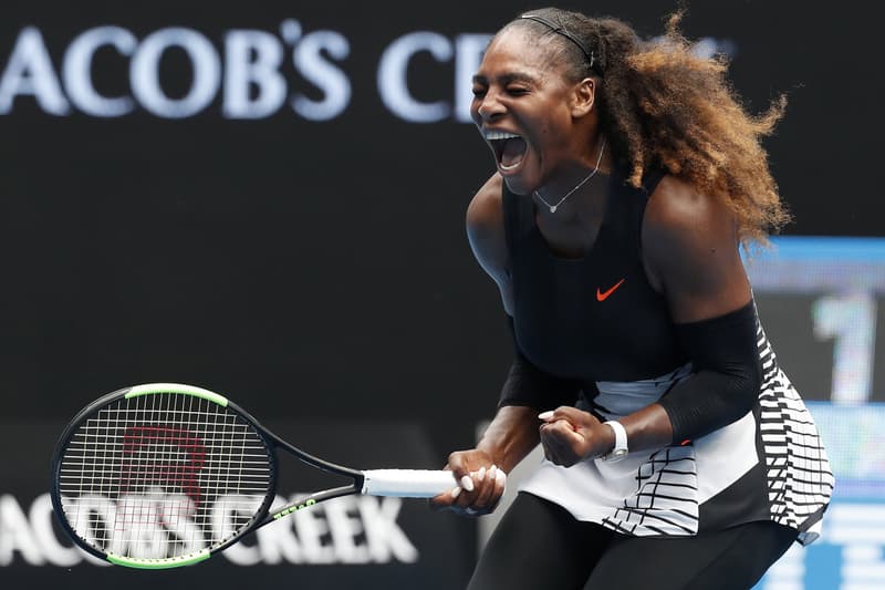 serena williams 2017 australian open tennis winner win court Barbora Strycova venus williams scream smile happy