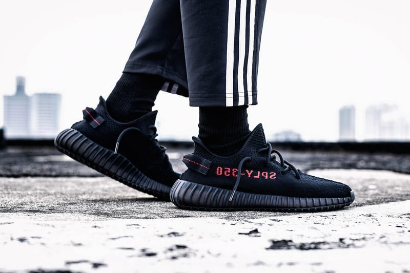 black and red yeezy 350 v2