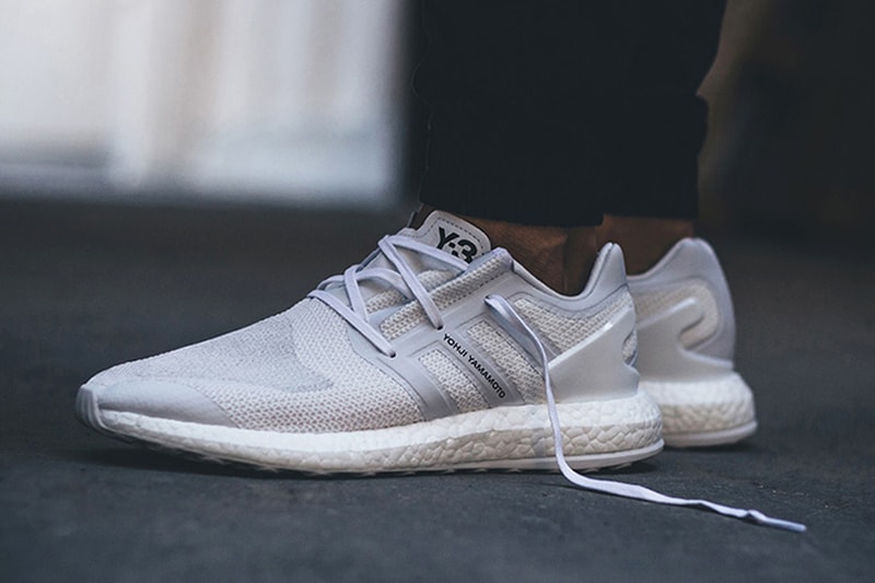 adidas Y-3 Pure BOOST "Triple White" On Feet Look Three Stripes Yohji Yamamoto