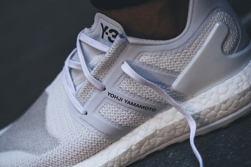 adidas Y-3 Pure BOOST "Triple White" On Feet Look Three Stripes Yohji Yamamoto