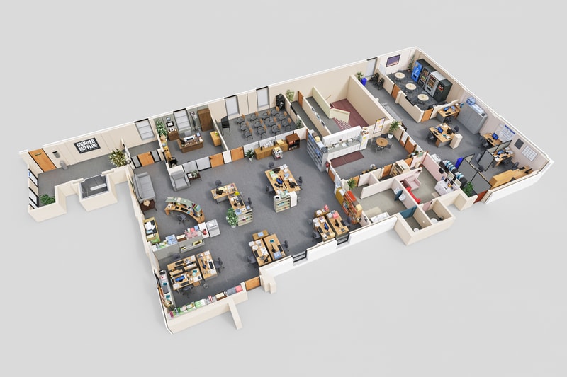 Drawbotics 3D Floor Plans The Office Mad Men Silicon Valley Parks and Rec