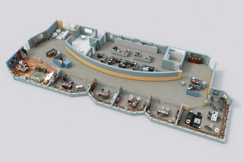 Drawbotics 3D Floor Plans The Office Mad Men Silicon Valley Parks and Rec