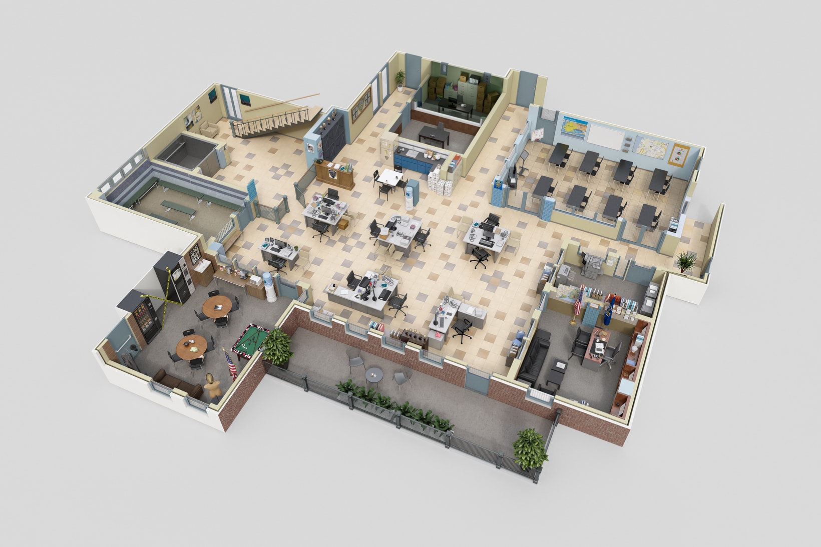 Drawbotics 3D Floor Plans The Office Mad Men Silicon Valley Parks and Rec