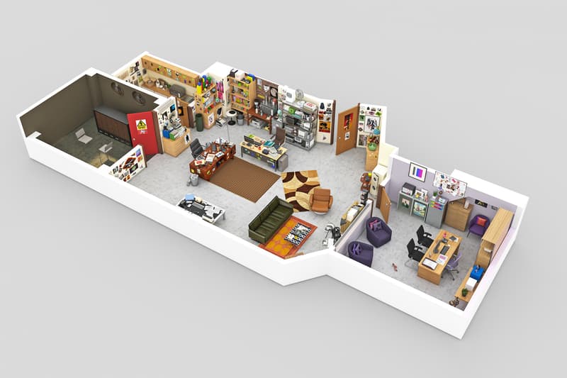 Drawbotics 3D Floor Plans The Office Mad Men Silicon Valley Parks and Rec