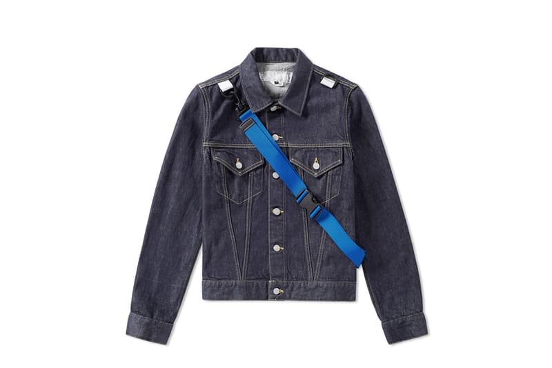 GANRYU Nylon Adjustable Strap Selvedge Denim Jacket Red Blue