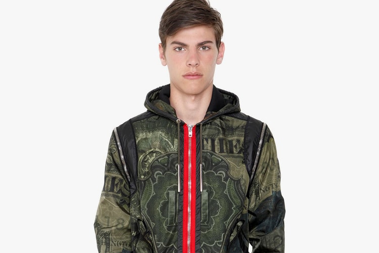 Make a Statement With Givenchy's Camo Dollar Print Techno Satin Jacket