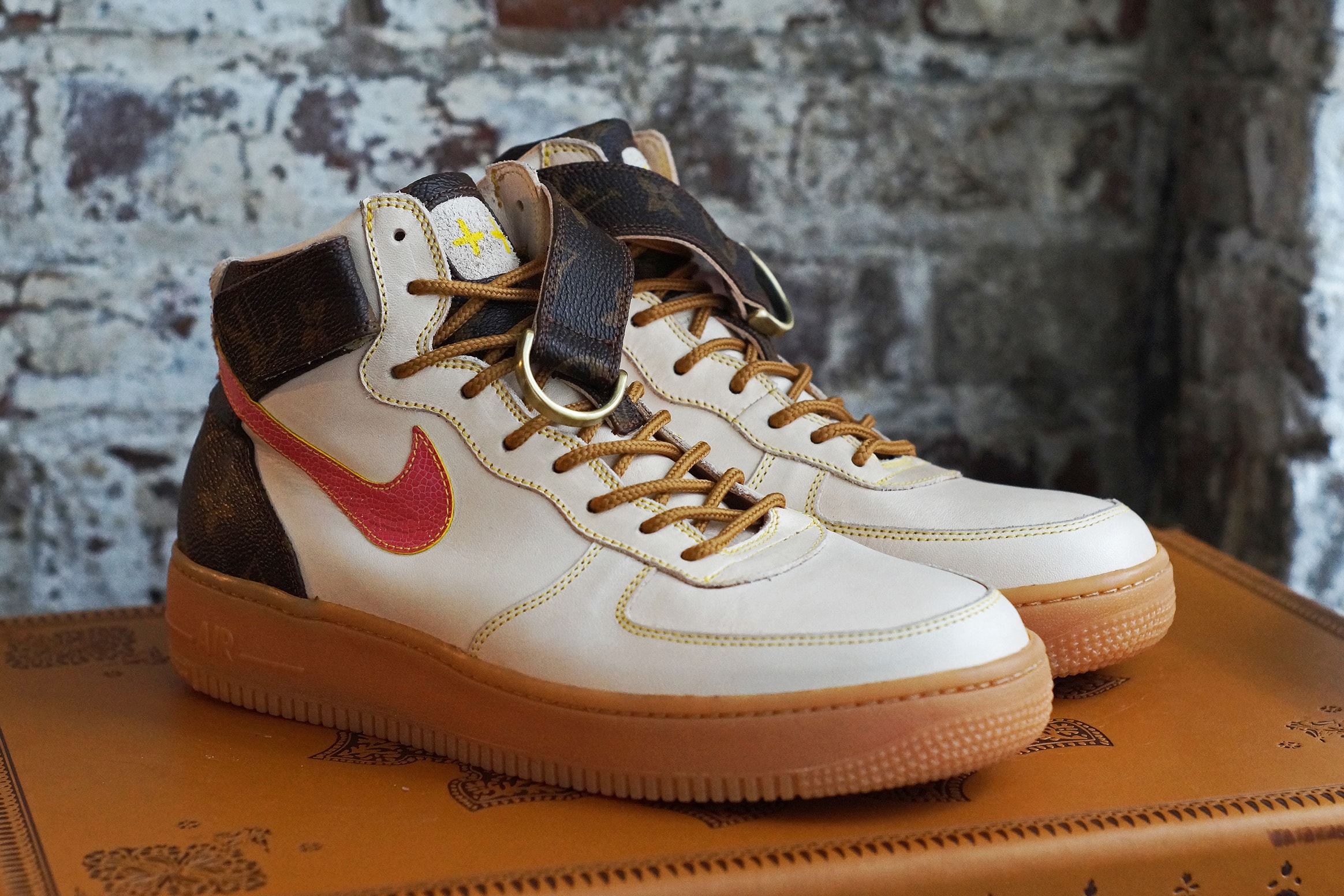 JBF Customs Louis Vuitton x Nike Air Force 1 Heritage Leather Ostrich Swoosh