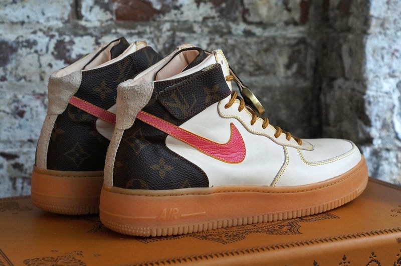 JBF Customs Louis Vuitton x Nike Air Force 1 Heritage Leather Ostrich Swoosh