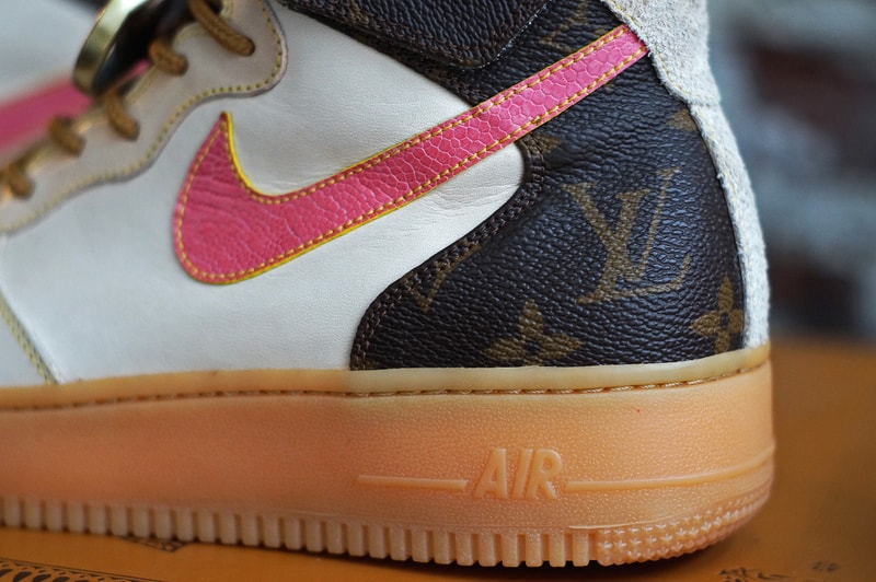 JBF Customs Louis Vuitton x Nike Air Force 1 Heritage Leather Ostrich Swoosh