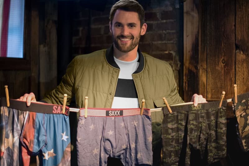 kevin love saxx underwear boxers camo camouflage american flag clint eastwood cleveland cavaliers cavs basketball nba new york city launch party